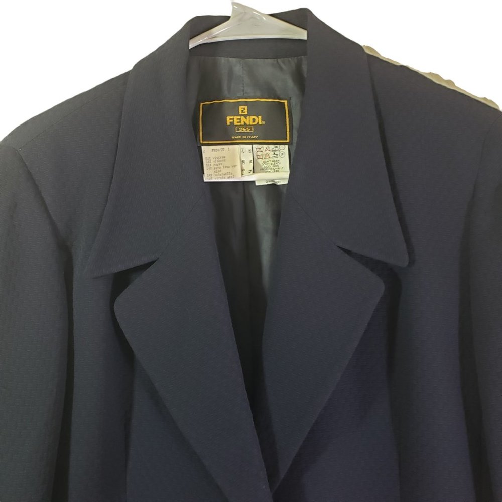 FENDI 365 Size 10 Navy Solid Button Front, Textured Jacket EUC - Picture 2 of 6